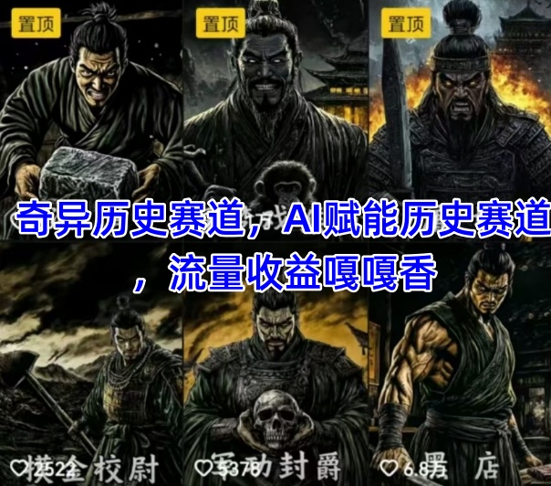 抖音奇异历史赛道，AI赋能历史赛道，流量收益嘎嘎香，狂撸伙伴计划-4158创业网