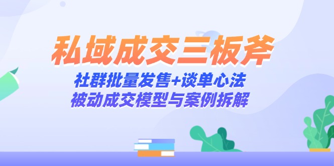 私域成交三板斧：社群批量发售+谈单心法，被动成交模型与案例拆解-4158创业网