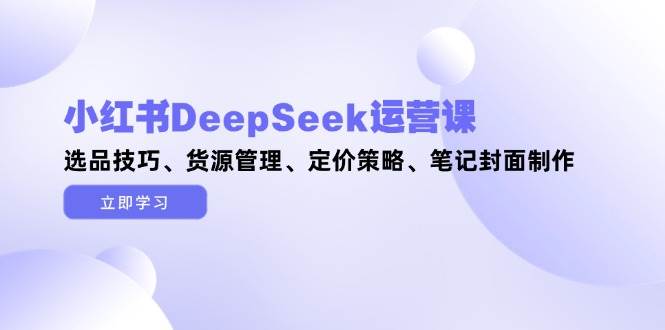 小红书DeepSeek运营课，选品技巧、货源管理、定价策略、笔记封面制作-4158创业网