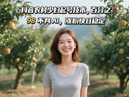 抖音农村少妇起号技术，百分之98不判AI，涨粉快且稳定-4158创业网