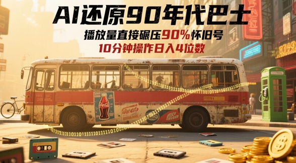 AI还原90年代巴士，一帧就让70后泪崩，播放量直接碾压90%怀旧号，每天操作十分钟，日入四位数-4158创业网