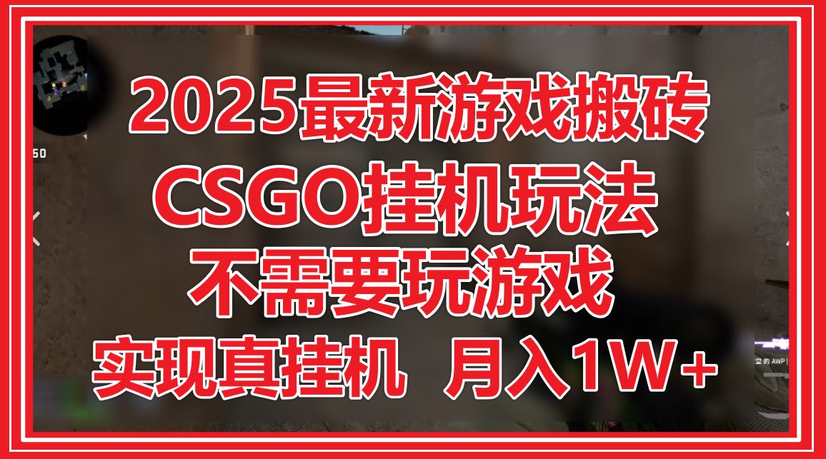 2025最新游戏搬砖，CSGO挂机，不需要玩游戏，实现真挂机，月入1W+-4158创业网