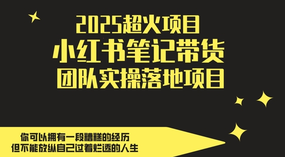 2025超火项目，副业最佳选择，小红书笔记带货团队实操落地项目，，轻松日入5张-4158创业网