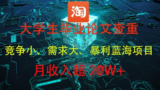 大学生毕业论文查重，暴利蓝海项目，月收入过1W+-4158创业网