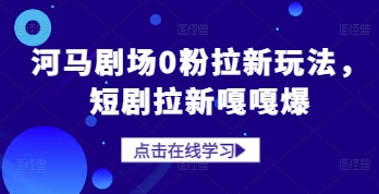 河马剧场0粉拉新玩法，短剧拉新嘎嘎爆-4158创业网