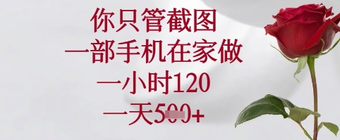 你只管截图，一部手机在家可以做，一小时120.一天5张+【揭秘】-4158创业网