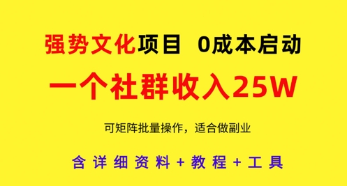 强势文化项目，一个社群收入25个W，0成本启动，可矩阵批量操作，原创详细实操教程-4158创业网