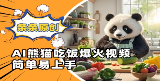 Ai熊猫吃饭爆火视频，条条原创，简单易上手-4158创业网