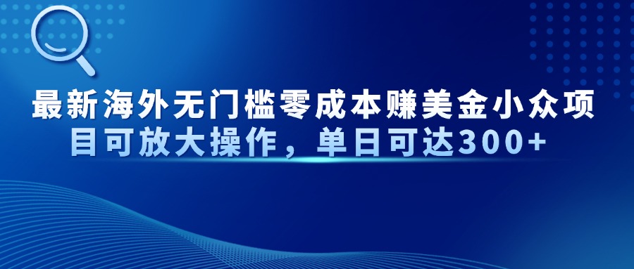 最新海外无门槛零成本赚美金小众项目可放大操作，单日可达300+-4158创业网