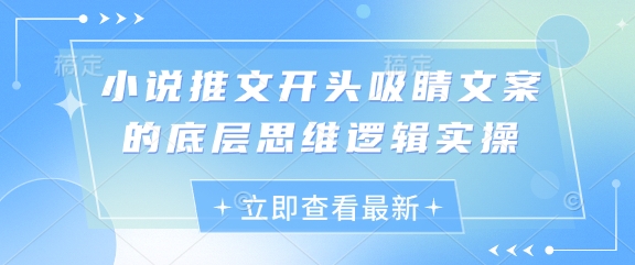 小说推文开头吸睛文案的底层思维逻辑实操-4158创业网