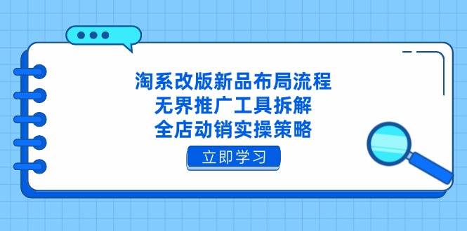淘系改版新品布局流程，无界推广工具拆解，全店动销实操策略-4158创业网
