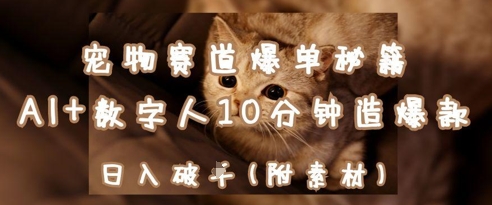 宠物赛道爆单秘籍：AI+数字人10分钟造爆款，日入1k-4158创业网