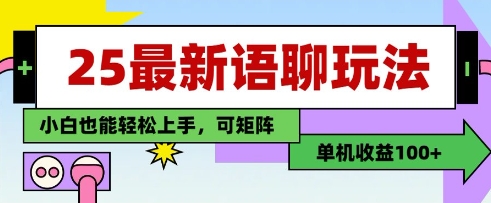 25年最新语聊玩法，纯手工，单机收益100+，小白也能轻松上手，可矩阵操作-4158创业网