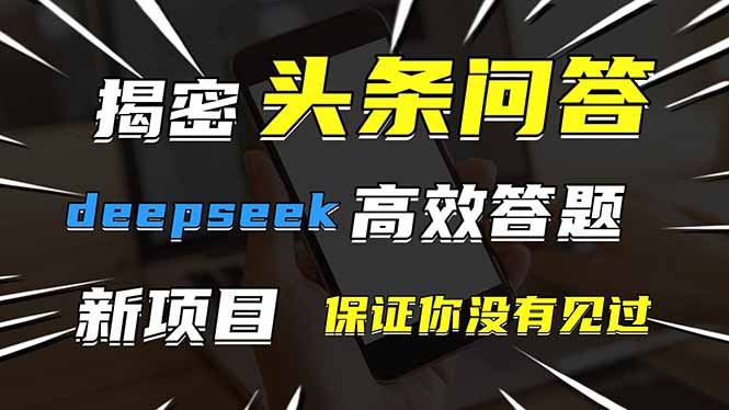 头条问答，刚出的新玩法！保证你没见过！用DeepSeek去高效答题，一个账…-4158创业网