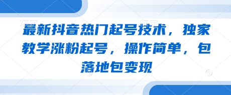 最新抖音热门起号技术，独家教学涨粉起号，操作简单，包落地包变现-4158创业网