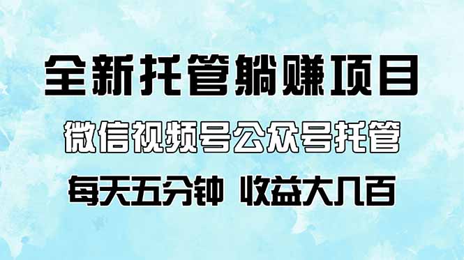 全新托管躺赚项目，微信视频号公众号托管代运营，每天五分钟，收益大几百-4158创业网