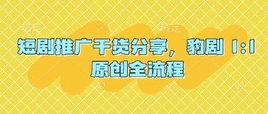 短剧推广干货分享，豹剧 1:1原创全流程-4158创业网