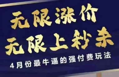 4月12号拼多多线上课，无限涨价，无限上秒杀，4月份最牛逼的强付费玩法-4158创业网