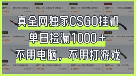 真全网独家CSGO挂G，单日捡漏1k+【揭秘】-4158创业网