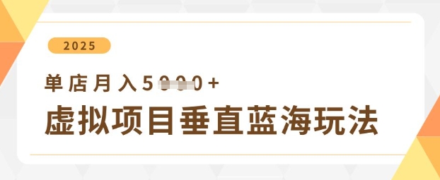 虚拟项目垂直玩法，实现单店月入5k+-4158创业网