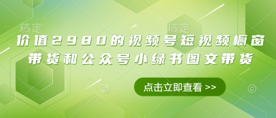 价值2980的视频号短视频橱窗带货和公众号小绿书图文带货-4158创业网