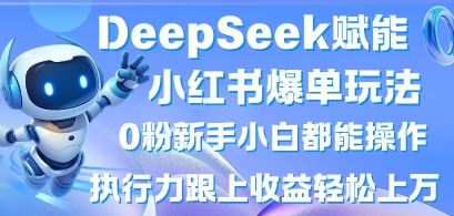 DeepSeek赋能小红书爆单玩法0粉新手小白都能操作，执行力跟上收益轻松上W，懒人勿做-4158创业网