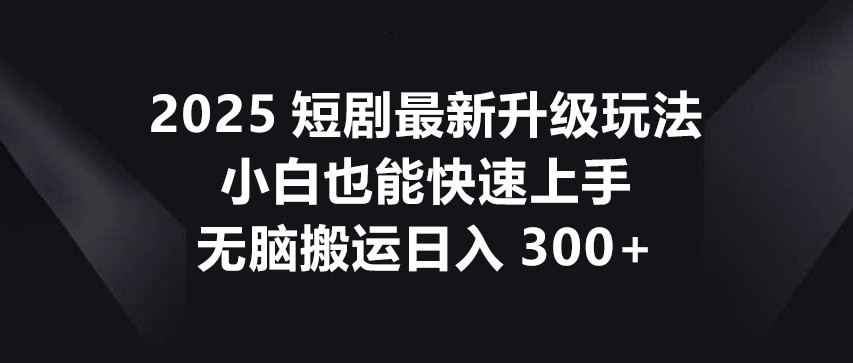 2025短剧最新升级玩法，小白也能快速上手，无脑搬运日入300+-4158创业网
