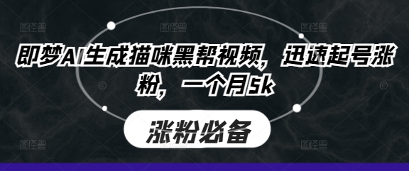 即梦AI生成猫咪黑帮视频，迅速起号涨粉，一个月5k-4158创业网
