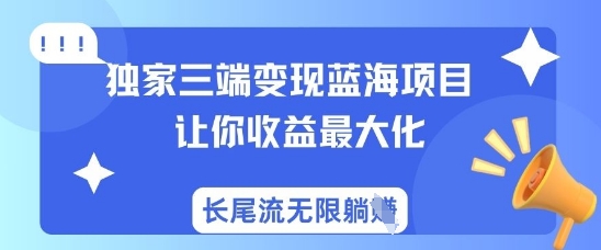 独家三端变现蓝海项目，让你收益最大化，长尾流无限躺挣-4158创业网