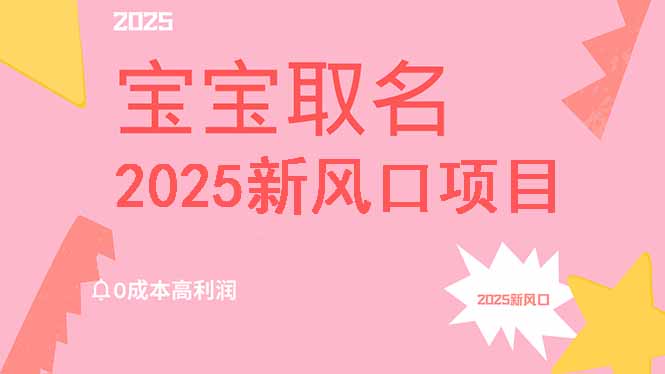 2025新风口项目宝宝取名，0成本高利润，附保姆级教程，月入过万不是梦-4158创业网