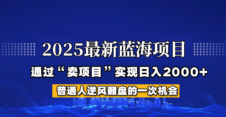 2025年蓝海项目，如何通过“网创项目”日入2000+-4158创业网
