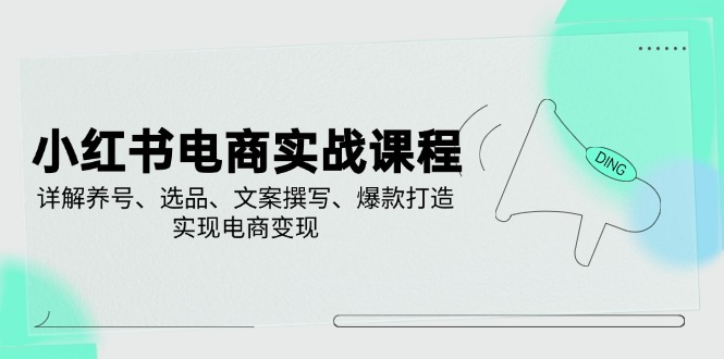 小红书电商实战课程，详解养号、选品、文案撰写、爆款打造，实现电商变现-4158创业网