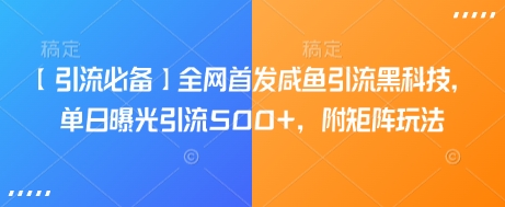 【引流必备】全网首发咸鱼引流黑科技，单日曝光引流500+，附矩阵玩法【揭秘】-4158创业网