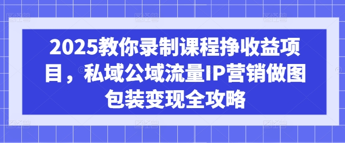 2025教你录制课程挣收益项目，私域公域流量IP营销做图包装变现全攻略-4158创业网