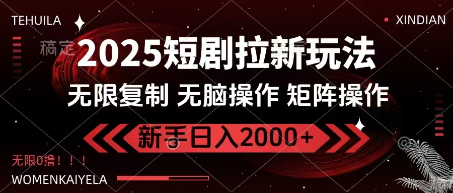 2025短剧拉新玩法，无需注册登录，无限0撸，无脑批量操作日入2000+-4158创业网