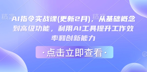AI指令实战课(更新2月)，从基础概念到高级功能，利用AI工具提升工作效率和创新能力-4158创业网