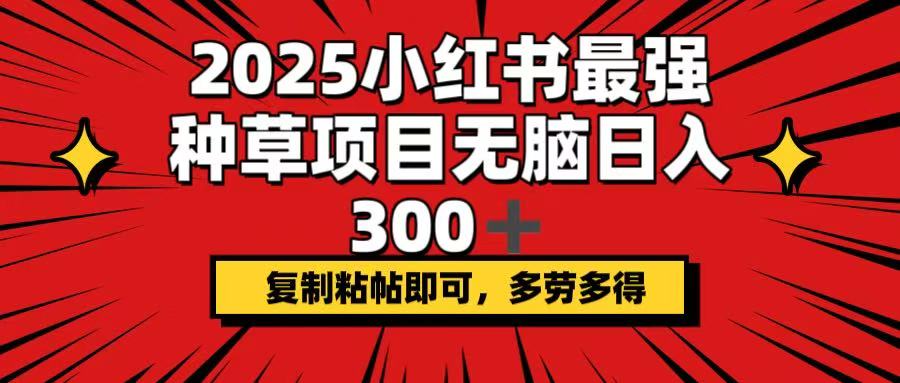 2025小红书最强种草项目，无脑日入300+，复制粘帖即可，多劳多得-4158创业网