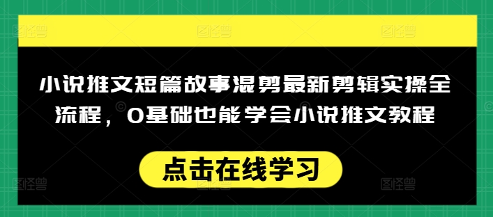小说推文短篇故事混剪最新剪辑实操全流程，0基础也能学会小说推文教程，肯干多发日入多张-4158创业网