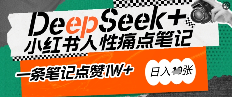 AI赋能小红书爆款秘籍：用DeepSeek轻松抓人性痛点，小白也能写出点赞破万的吸金笔记，日入多张-4158创业网