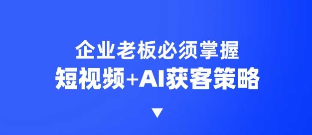 企业短视频AI获客霸屏流量课，6步短视频+AI突围法，3大霸屏抢客策略-4158创业网