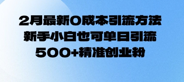 2月最新0成本引流方法，新手小白也可单日引流500+精准创业粉-4158创业网