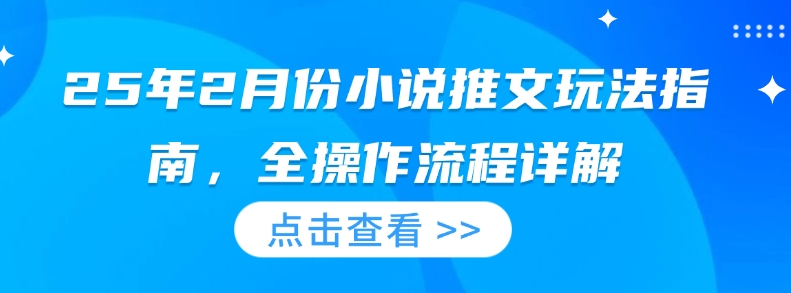 25年2月份小说推文玩法指南，全操作流程详解-4158创业网