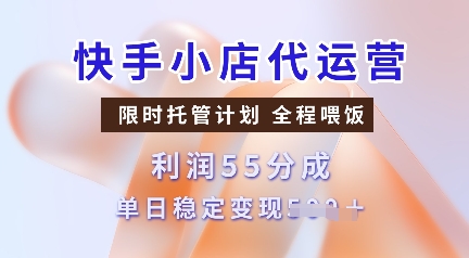 快手小店代运营，限时托管计划，收益55分，单日稳定变现多张【揭秘】-4158创业网