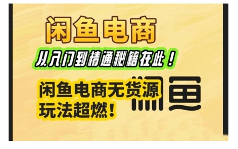 闲鱼电商实战课，从入门到精通秘籍在此，闲鱼电商无货源玩法超燃!-4158创业网