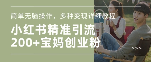小红书混剪日引200+宝妈创业粉，简单无脑操作，多种变现详细教程-4158创业网