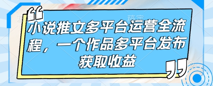 小说推文多平台运营全流程，一个作品多平台发布获取收益-4158创业网