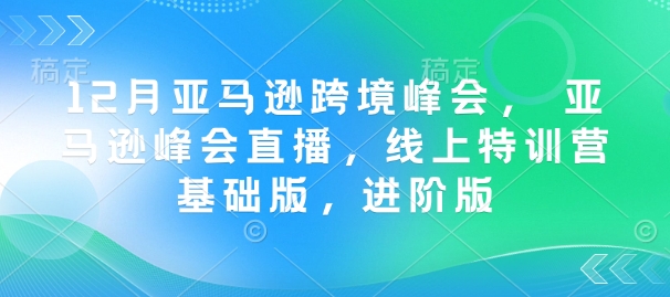 12月亚马逊跨境峰会， 亚马逊峰会直播，线上特训营基础版，进阶版-4158创业网