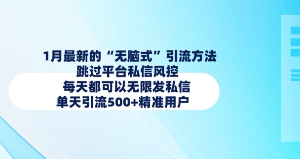1月最新的无脑式引流方法，跳过平台私信风控，每天都可以无限发私信，单天引流500+精准用户-4158创业网