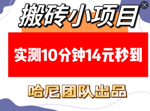 搬砖小项目，实测10分钟14元秒到，每天稳定几张(赠送必看稳定)-4158创业网