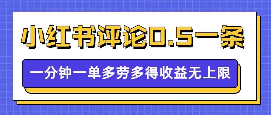小红书留言评论，0.5元1条，一分钟一单，多劳多得，收益无上限-4158创业网